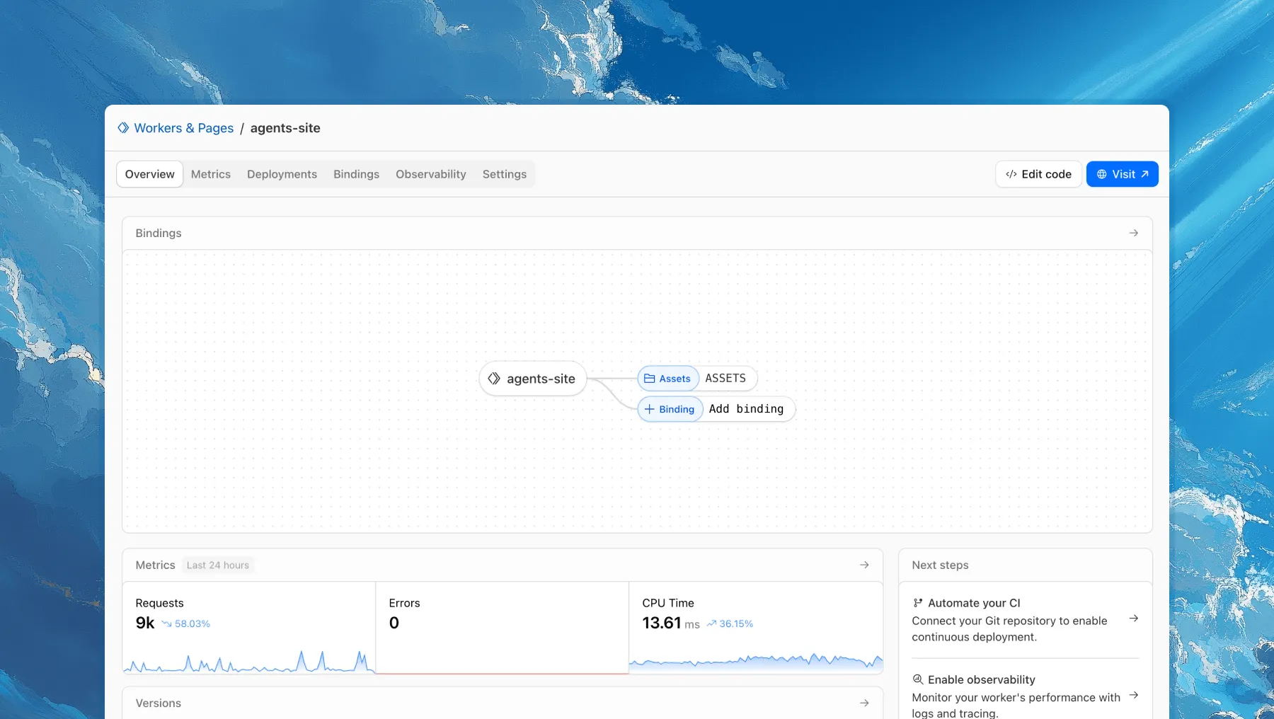 Cloudflare Workers概览页面